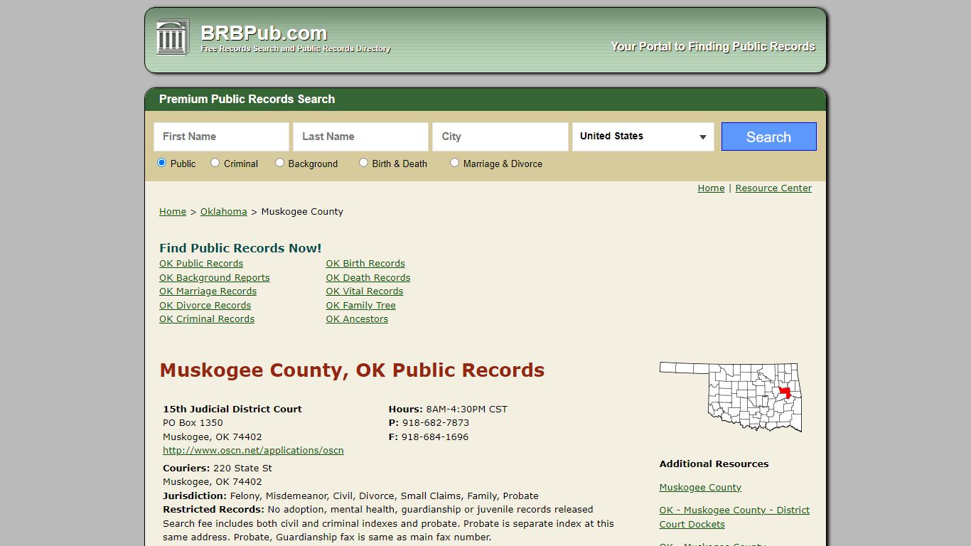 Muskogee County Public Records | Search Oklahoma Government Databases